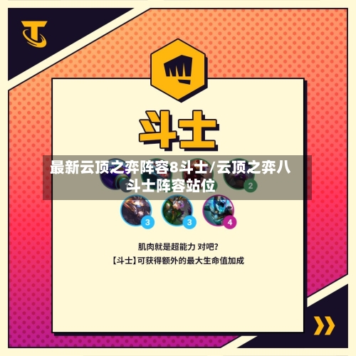 最新云顶之弈阵容8斗士/云顶之弈八斗士阵容站位-第3张图片