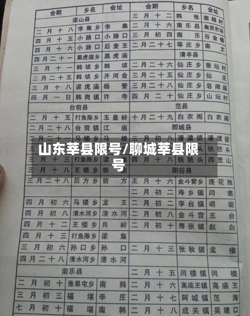 山东莘县限号/聊城莘县限号