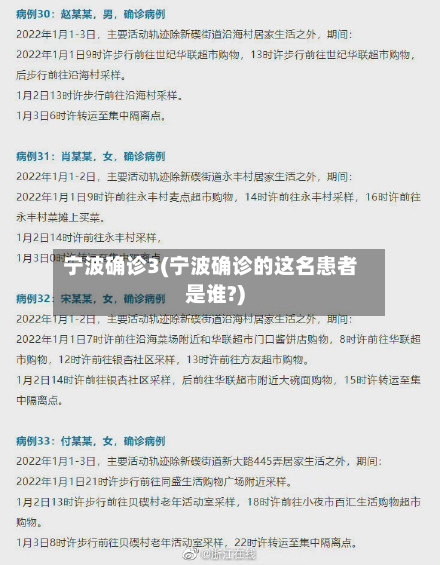 宁波确诊3(宁波确诊的这名患者是谁?)-第2张图片