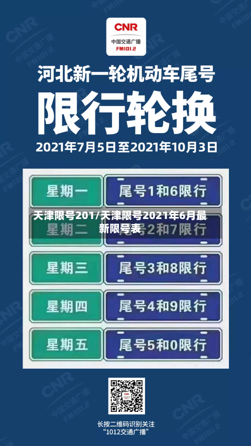 天津限号201/天津限号2021年6月最新限号表