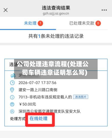 公司处理违章流程(处理公司车辆违章证明怎么写)