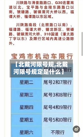 【北戴河限号规,北戴河限号规定是什么】